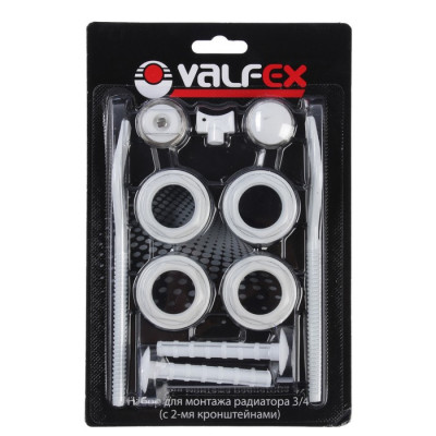 Комплект для подключения радиатора VALFEX, 1"x3/4", с двумя кронштейнами, в блистере