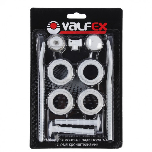 Комплект для подключения радиатора VALFEX, 1"x3/4", с двумя кронштейнами, в блистере