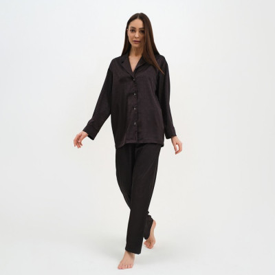 Пижама женская (рубашка и брюки) KAFTAN "Треугольники" цвет цвет чёрный