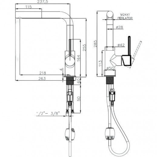 Смеситель RIVELATO Rivelato 9022208 antracite cromo