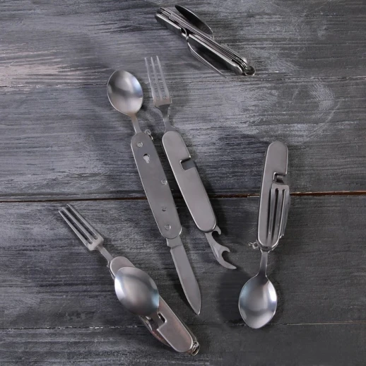 Набор посуды «В походе», кружка 4 шт., тарелка 4 шт., мультитул 4 шт.