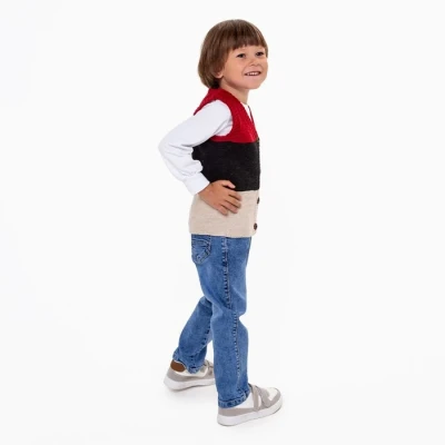 Жилет для мальчика, цвет красный/бежевый