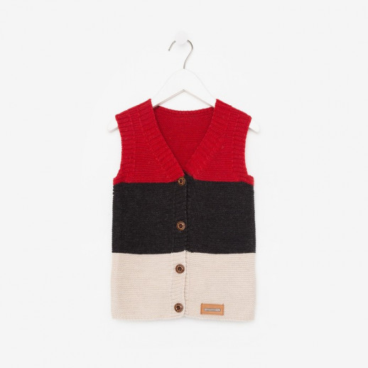 Жилет для мальчика, цвет красный/бежевый