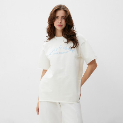 Футболка женская MINAKU: SPORTY & STYLISH цвет экрю, р-р 46