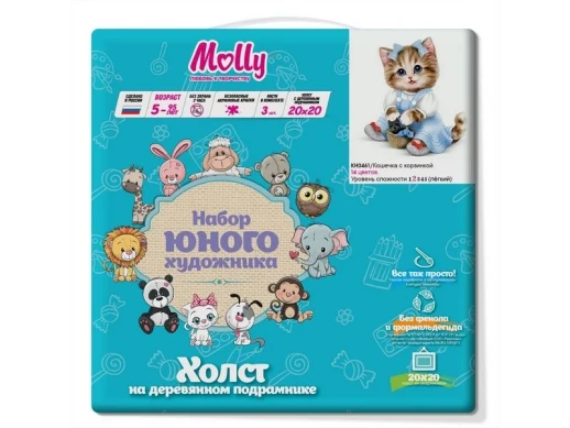 Набор юного художника 20х20 Кошечка с корзинкой (14 цветов)