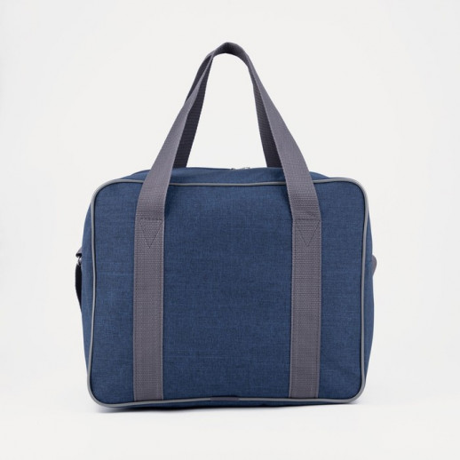 Сумка дорожная на молнии, наружный карман, длинный ремень, цвет синий