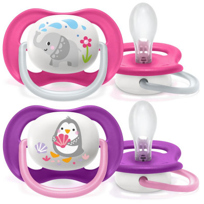 Соска-пустышка Philips Avent SCF080/08 Слон/Пингвин, 6-18 мес, 2 шт, для девочек Philips SCF080/08