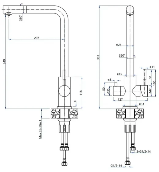 Смеситель GRANFEST GranFest Z-5421 PVD graphite
