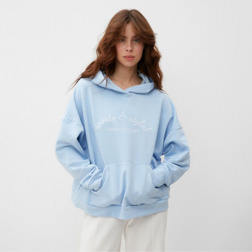 Толстовка (худи) женская MINAKU: SPORTY & STYLISH цвет голубой , р-р 50-52
