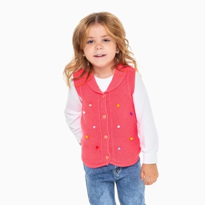 Жилет для девочки, цвет коралл