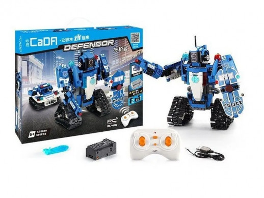 Радиоуправляемый конструктор CADA 2 в 1 полицейский робот-трансформер (556 деталей)