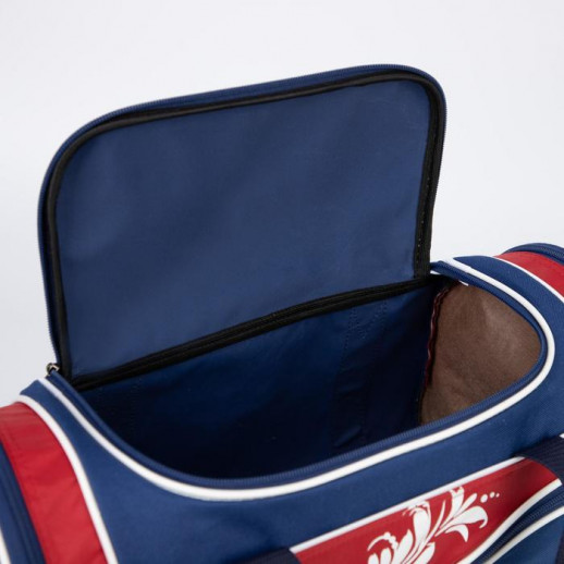 Сумка спортивная, 3 отдела на молниях, наружный карман, цвет серый/красный