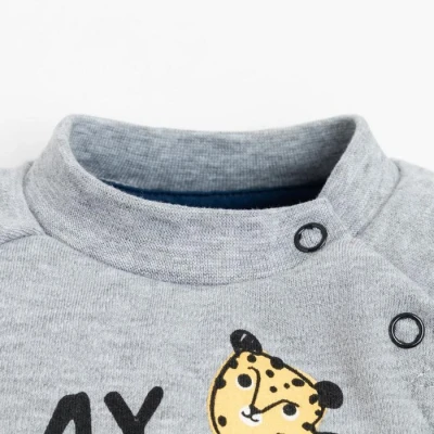 Комплект: джемпер и брюки Крошка Я «Леопарды», цвет серый/синий