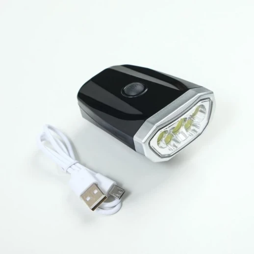Фонарь велосипедный аккумуляторный, 1 Вт, 100 лм, 600 мАч, 6 LED, 4 режима, от USB