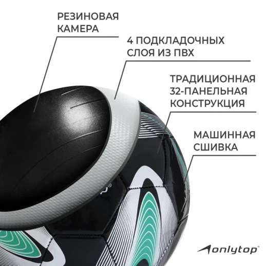 Мяч футбольный ONLYTOP +F50, PVC, ручная сшивка, 32 панели, р. 5