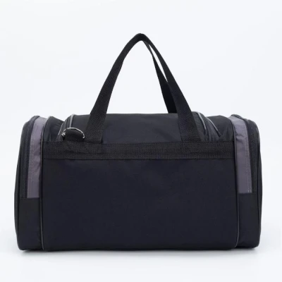 Сумка дорожная на молнии, 3 наружных кармана, длинный ремень, цвет чёрный