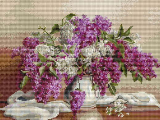 Картина мозаикой 40х50 БУЗИН. СИРЕНЬ (квадр. эл-ты) (30 цветов)