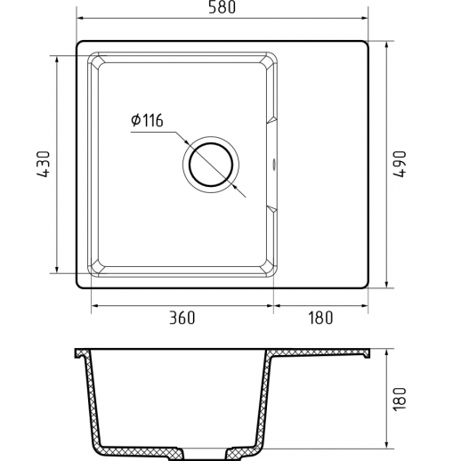 Кухонная мойка GRANFEST GranFest URBAN 658L white
