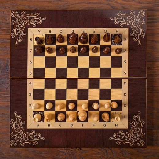 Шахматы деревянные 50х50 см "Галант", король h-9 см, пешка h-4.5 см