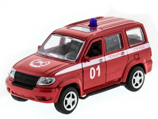 Машина "АВТОПАНОРАМА" инерц. УАЗ Патриот (пожарная) 1/50, в/к 12*7*5,5 см