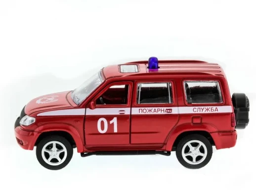 Машина "АВТОПАНОРАМА" инерц. УАЗ Патриот (пожарная) 1/50, в/к 12*7*5,5 см