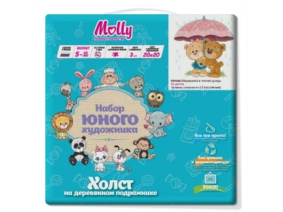 Набор юного художника 20х20 Медвежата в летний день (12 цветов)