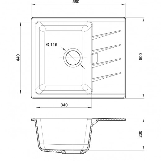 Кухонная мойка RIVELATO Rivelato RAUM RM-58 antracite