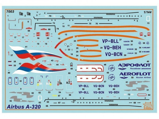 Сборная модель ZVEZDA Гражданский авиалайнер Аэробус А-320, подарочный набор, 1/144