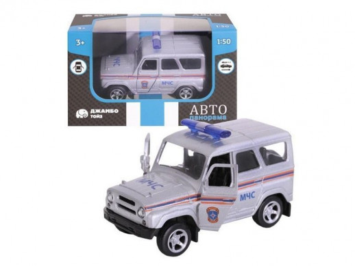 Машина "АВТОПАНОРАМА" "МЧС", серебро, 1/50, инерция, в/к 12*7*5,5 см