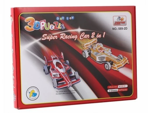 3D пазлы из пенокартона СУПЕРГОНОЧНЫЙ АВТОМОБИЛЬ 2 в 1 (64 детали)