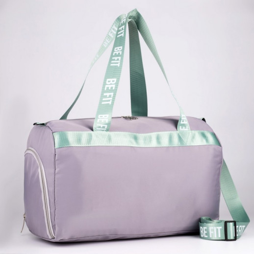 Сумка спортивная BE FIT на молнии с подкладкой, отдел из ПВХ, отдел для обуви, цвет сиреневый