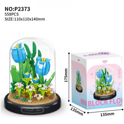Конструктор ГЛАВИГРУШКА СM 4063 неувядающий цветок в прозрачной колбе 558 деталей