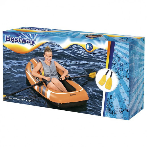Лодка Kondor 1000, одноместная, 155 х 97 см, вёсла 124 см, до 55 кг, от 6 лет, 61078 Bestway