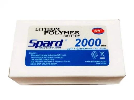 Аккумулятор Li-Po Spard 2000mAh, 7,4V, 20C, T-plug для Remo Hobby 1/16, Himoto 1/18