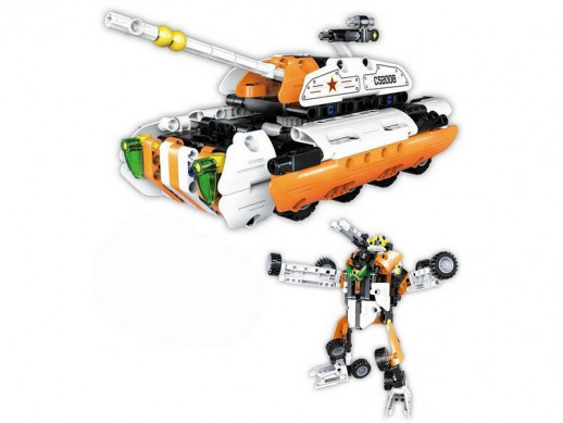 Конструктор CaDA Technic танк-трансформер 2 в 1, инерционный (294 деталей)