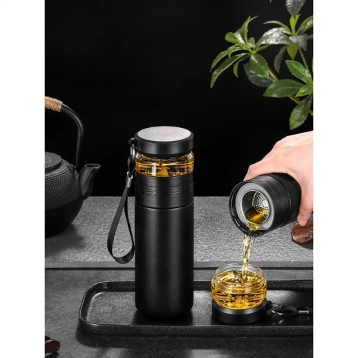 Термос заварник, 500 мл, с колбой для заваривания чая, сохраняет тепло до 8 ч, черный