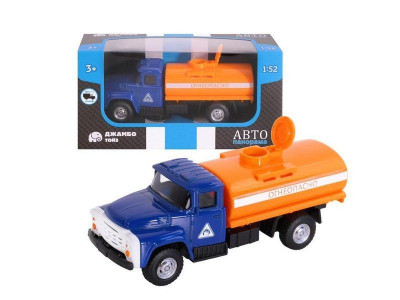 Машина "АВТОПАНОРАМА" "Бензовоз", 1:52, цвет синий, инерцияк, в/к 16,1*6,1*7,6 см