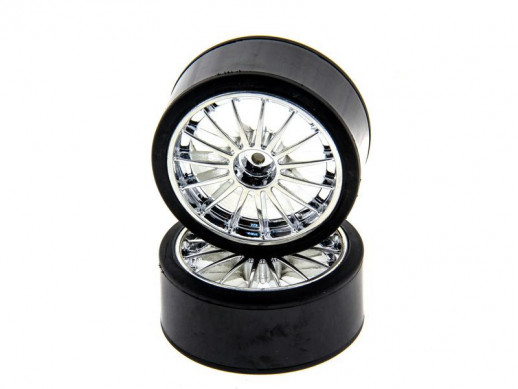 Колеса в сборе с хромированными дисками для дрифт Himoto E18DT, E18DTL
