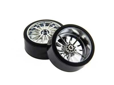 Колеса в сборе с хромированными дисками для дрифт Himoto E18DT, E18DTL