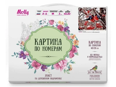 Картина по номерам 40х50 Снегири (24 цвета) №2