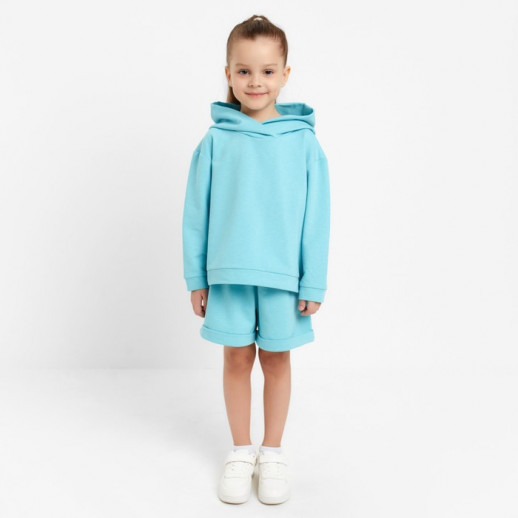 Костюм детский (толстовка, шорты) KAFTAN "Basic line", бирюзовый меланж