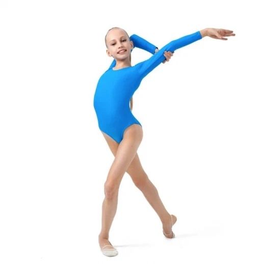 Купальник гимнастический Grace Dance, с длинным рукавом, р. 36, цвет бирюзовый