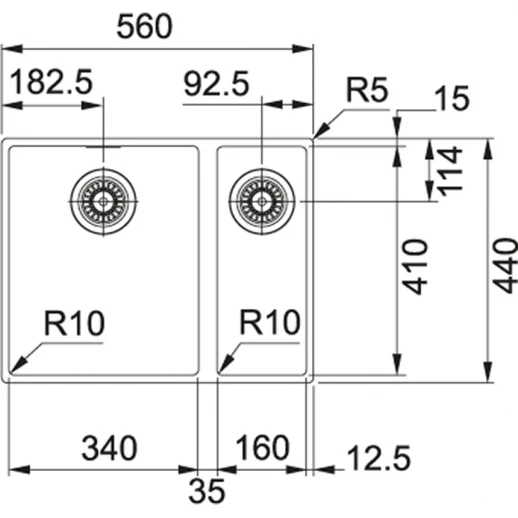 Мойка Franke 125.0443.362 Franke Sirius SID 160