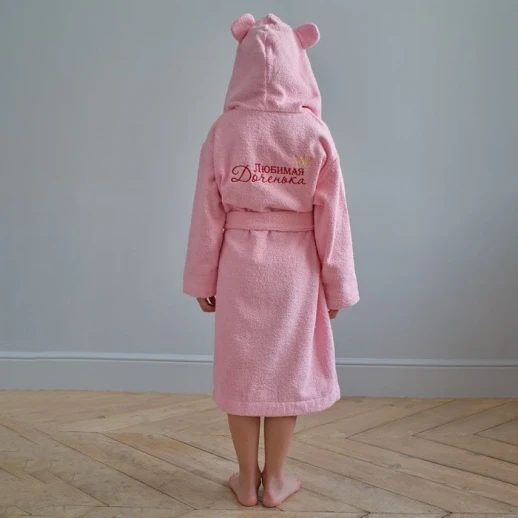 Халат махровый детский "Любимая доченька" р-р 32 (110-116 см), розовый