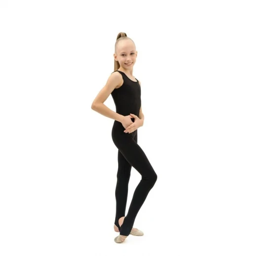 Комбинезон гимнастический Grace Dance, на лямках, с вырезом под пятку, р. 40, цвет чёрный