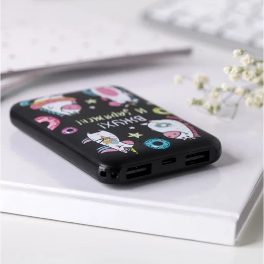 Набор наушники вакуумные и внешний аккумулятор 5000 mAh «Единорог»