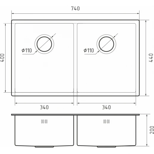 Кухонная мойка RIVELATO Rivelato Rinox 7444 U2