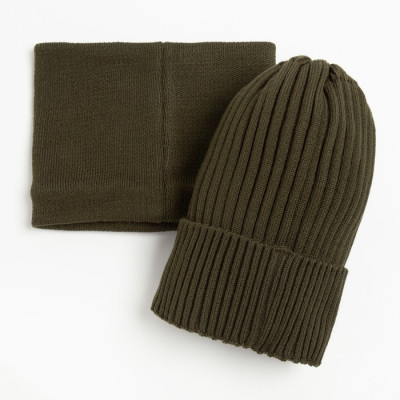 Комплект (шапка,снуд) детский, цвет хаки