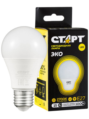 Лампа светодиодная СТАРТ груша E27 15W 3000К Лампа светодиодная СТАРТ груша E27 15W 3000К