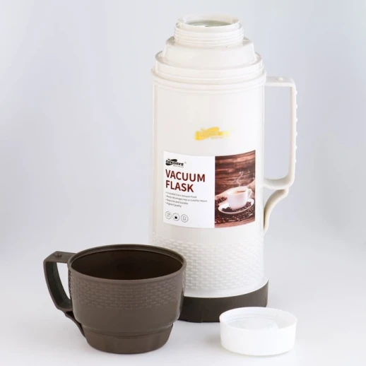 Термос 1 л, со стеклянной колбой, сохраняет тепло 12 ч, с кружкой,  микс